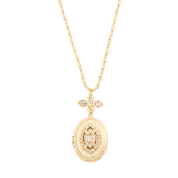 New Ben-Amun 24k Gold Plated Crystal Locket Necklace NWT - Picture 2 of 5